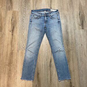Rag & Bone Jeans Dre Capri Womens Size 24 Light Wash Raw Hem Mid Rise Denim